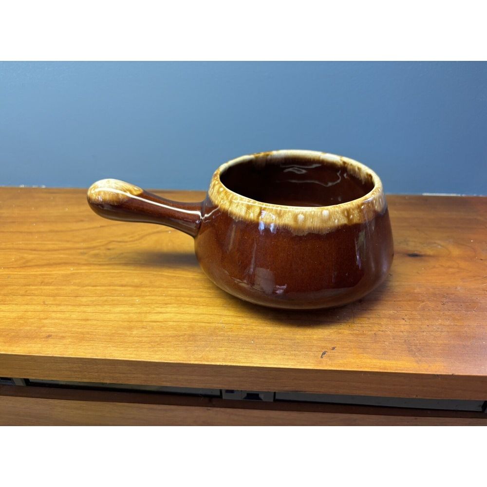 VTG McCoy Brown Drip Solid Handle French Onion Soup Chili Bowl 7054 USA - Picture 3 of 9